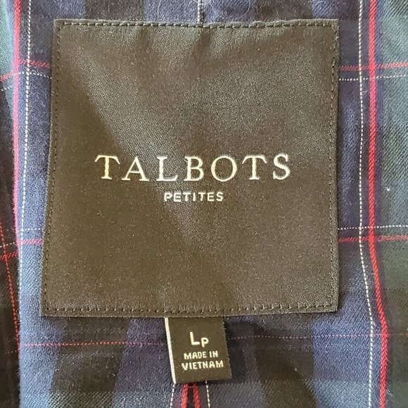 Talbots Red Barn Chore Cape Jacket Black Corduroy Collar‎ Petite Large Plaid - Picture 10 of 12
